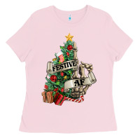 Bubblegum Pink Festive af Christmas middle finger Ladies Tee - NancyCooperArtShop