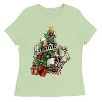 Matcha Festive af Christmas middle finger Ladies Tee - NancyCooperArtShop