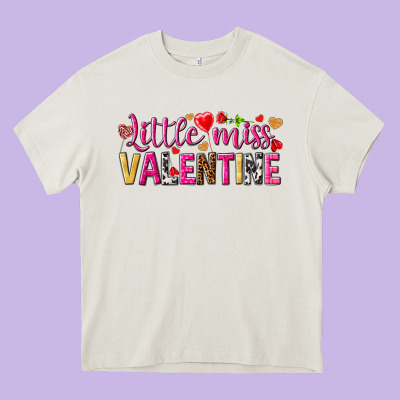 Little Miss Valentine Heavy Core Tee Designed By Nancycooperartshop