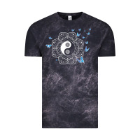 Cloud Black yin yang with butterflies ancient chinese yin yang Vintage Tee - Craftify