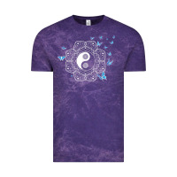 Cloud Purple yin yang with butterflies ancient chinese yin yang Vintage Tee - Craftify