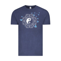 Vintage Denim yin yang with butterflies ancient chinese yin yang Vintage Tee - Craftify