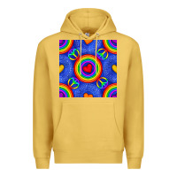 Antique Gold Pride lgbtq hearts and peace symbol seamless patte Premium Hoodie - BundleAndBundleShop
