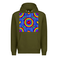 Army Green Pride lgbtq hearts and peace symbol seamless patte Premium Hoodie - BundleAndBundleShop