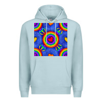 Blue Mist Pride lgbtq hearts and peace symbol seamless patte Premium Hoodie - BundleAndBundleShop