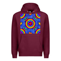Burgundy Pride lgbtq hearts and peace symbol seamless patte Premium Hoodie - BundleAndBundleShop