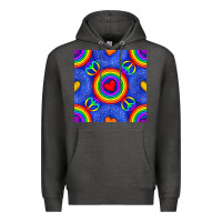 Charcoal Heather Pride lgbtq hearts and peace symbol seamless patte Premium Hoodie - BundleAndBundleShop