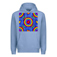 Colony Blue Pride lgbtq hearts and peace symbol seamless patte Premium Hoodie - BundleAndBundleShop