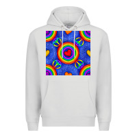 Dove Grey Pride lgbtq hearts and peace symbol seamless patte Premium Hoodie - BundleAndBundleShop