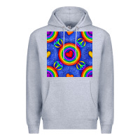 Heather Grey Pride lgbtq hearts and peace symbol seamless patte Premium Hoodie - BundleAndBundleShop