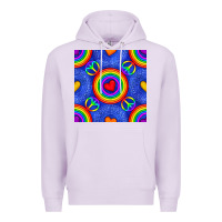 Lilac Pride lgbtq hearts and peace symbol seamless patte Premium Hoodie - BundleAndBundleShop