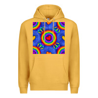 Mustard Pride lgbtq hearts and peace symbol seamless patte Premium Hoodie - BundleAndBundleShop
