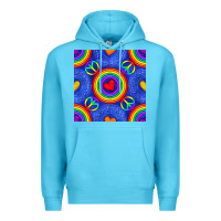 Ocean Blue Pride lgbtq hearts and peace symbol seamless patte Premium Hoodie - BundleAndBundleShop