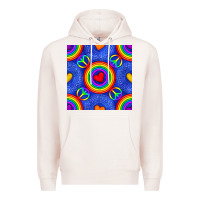 Pale Pink Pride lgbtq hearts and peace symbol seamless patte Premium Hoodie - BundleAndBundleShop