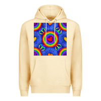 Pina Colada Pride lgbtq hearts and peace symbol seamless patte Premium Hoodie - BundleAndBundleShop