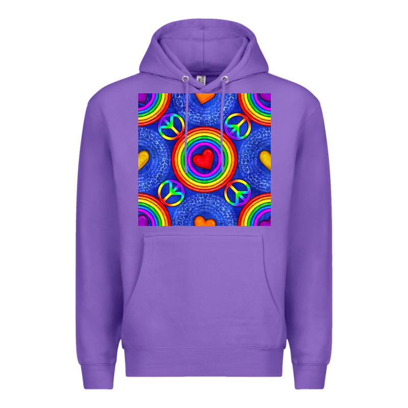 Pride Lgbtq Hearts And Peace Symbol Seamless Patte Premium Hoodie by BundleAndBundleShop | Teevron