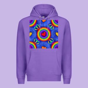 Pride Lgbtq Hearts And Peace Symbol Seamless Patte Premium Hoodie Designed By Bundleandbundleshop