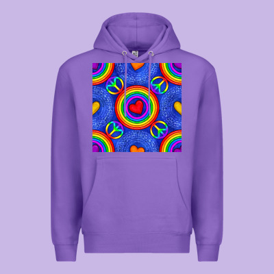 Pride Lgbtq Hearts And Peace Symbol Seamless Patte Premium Hoodie Designed By Bundleandbundleshop
