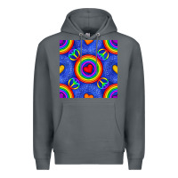 Rock Pride lgbtq hearts and peace symbol seamless patte Premium Hoodie - BundleAndBundleShop