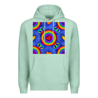 Seafoam Pride lgbtq hearts and peace symbol seamless patte Premium Hoodie - BundleAndBundleShop