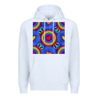 White Pride lgbtq hearts and peace symbol seamless patte Premium Hoodie - BundleAndBundleShop