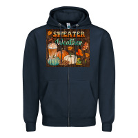 Navy sweater weather tumbler Zipper Hoodie - BundleAndBundleShop