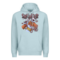 Blue Mist sky j mauve sneaker girl afro woman Premium Hoodie - RanaPortraitStore