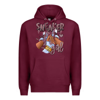 Burgundy sky j mauve sneaker girl afro woman Premium Hoodie - RanaPortraitStore