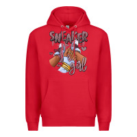 Red sky j mauve sneaker girl afro woman Premium Hoodie - RanaPortraitStore
