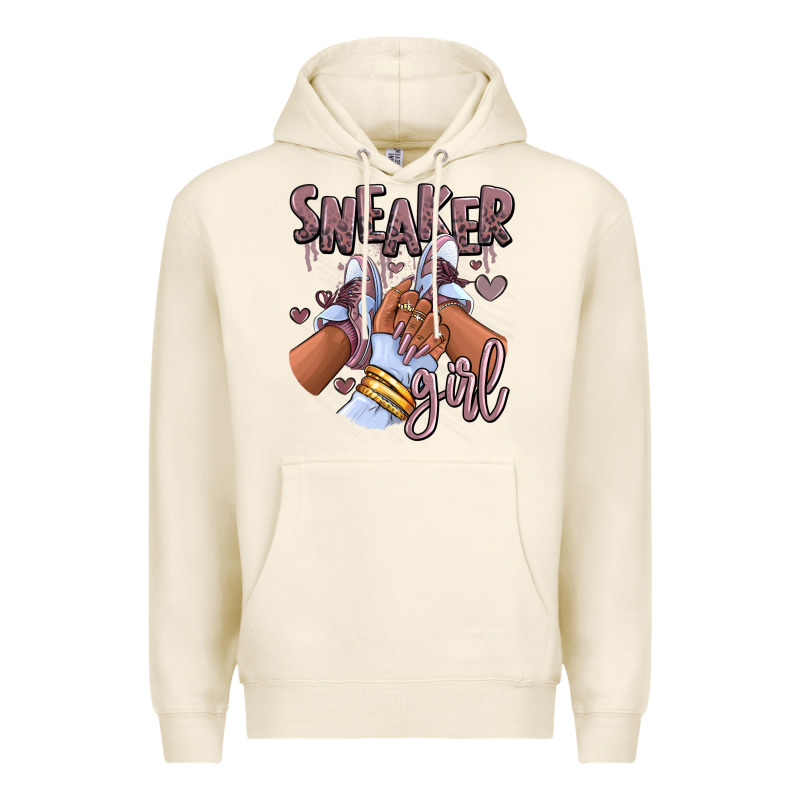 Sky J Mauve Sneaker Girl Afro Woman Premium Hoodie by RanaPortraitStore | Teevron