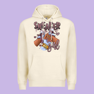 Sky J Mauve Sneaker Girl Afro Woman Premium Hoodie Designed By Ranaportraitstore
