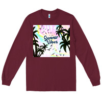 Burgundy summer vibes with birds Long Sleeve Tee - TumblerDesignByShophia