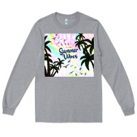 Heather Grey summer vibes with birds Long Sleeve Tee - TumblerDesignByShophia