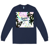 Navy summer vibes with birds Long Sleeve Tee - TumblerDesignByShophia