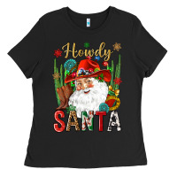 Black Howdy Santa Ladies Tee - NancyCooperArtShop