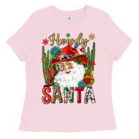 Bubblegum Pink Howdy Santa Ladies Tee - NancyCooperArtShop