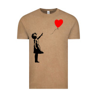 Vintage Coffee banksy girl with balloon Vintage Tee - ArtChic