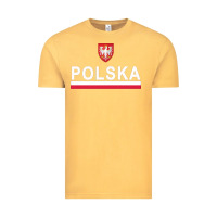 Vintage Mustard Sporty Polska Flag And Emblem Polish Coat Of Arms Pullover Hoodie Vintage Tee - ArtChic