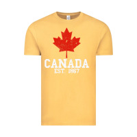 Vintage Mustard vintage canada est.1867 maple leaf canadian flag r Vintage Tee - ArtChic