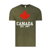 Vintage Olive vintage canada est.1867 maple leaf canadian flag r Vintage Tee - ArtChic