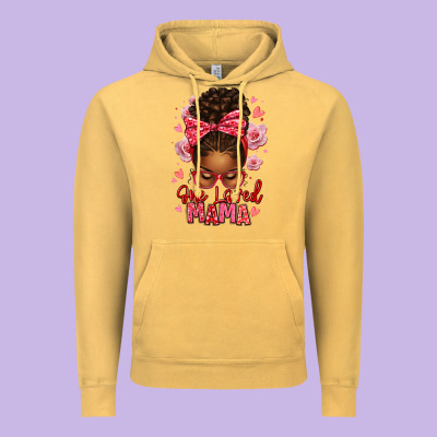 One Loved Mama Afro Messy Bun Vintage Hoodie Designed By Texasbilliewilder