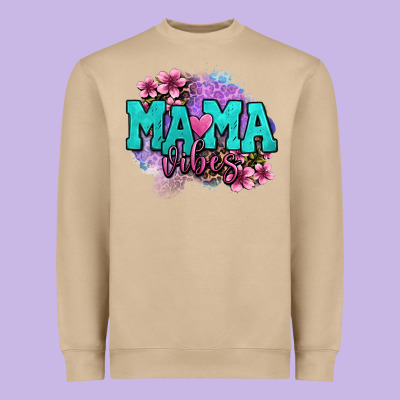 Mama Vibes Floral Heavyweight Sweatshirt Designed By Oliviacreatesart