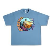Pebble Blue summer time skeleton surfing Urban Heavy Tee - NancyCooperArtShop
