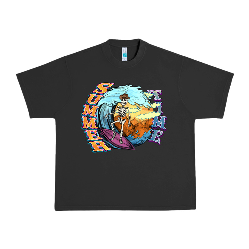 Summer Time Skeleton Surfing Urban Heavy Tee by NancyCooperArtShop | Teevron