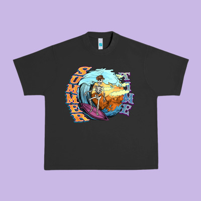 Summer Time Skeleton Surfing Urban Heavy Tee Designed By Nancycooperartshop