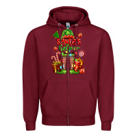 Burgundy santa s helper Zipper Hoodie - FaDigitalArtStudio
