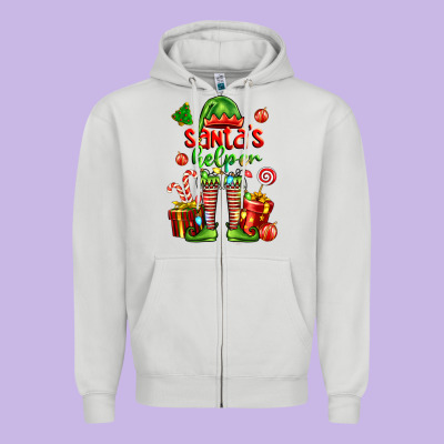Santa S Helper Zipper Hoodie Designed By Fadigitalartstudio