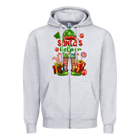 Heather Grey santa s helper Zipper Hoodie - FaDigitalArtStudio