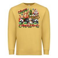 Antique Gold Merry Christmas  tractor Premium Sweatshirt - CowhideDigitalArt