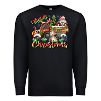 Black Merry Christmas  tractor Premium Sweatshirt - CowhideDigitalArt